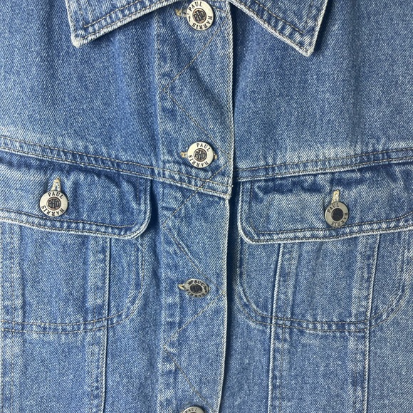 Vintage Paul Harris Denim Sleeveless Jean Vest Medium 90s Button Front - Picture 3 of 6
